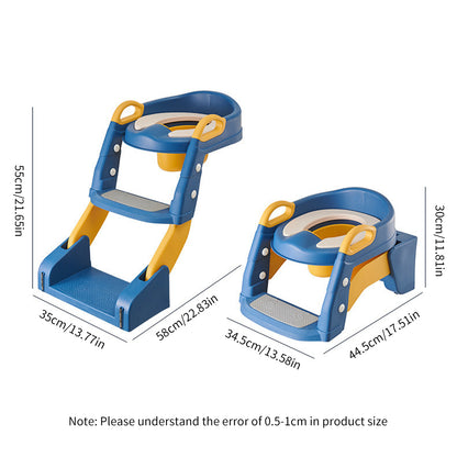 Foldable Children's Toilet Seat with Step – Baby & Toddler Potty Training Seat for Boys & Girls, Non-Slip, Adjustable Toddler Toilet Trainer